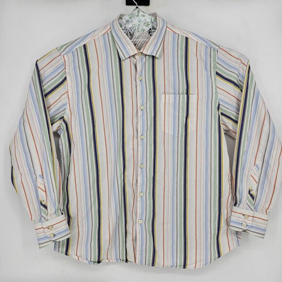 Tommy Bahama Shirt Mens XL Silk Blend Striped Button Up Casual Long Sleeve - Picture 1 of 11